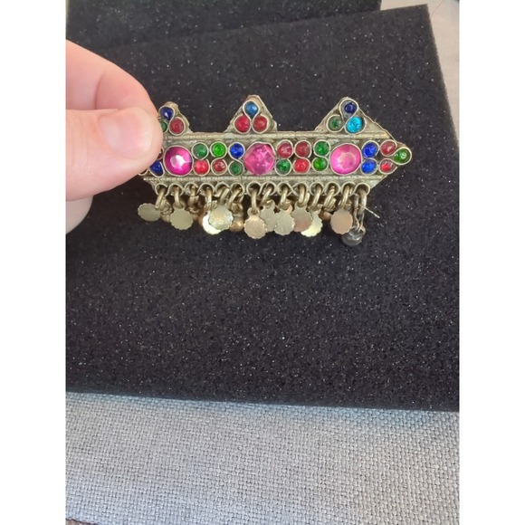 Accessories - ANTIQUE OLD BRASS KOCHI HAIR CLIP WITH OLD GLASS